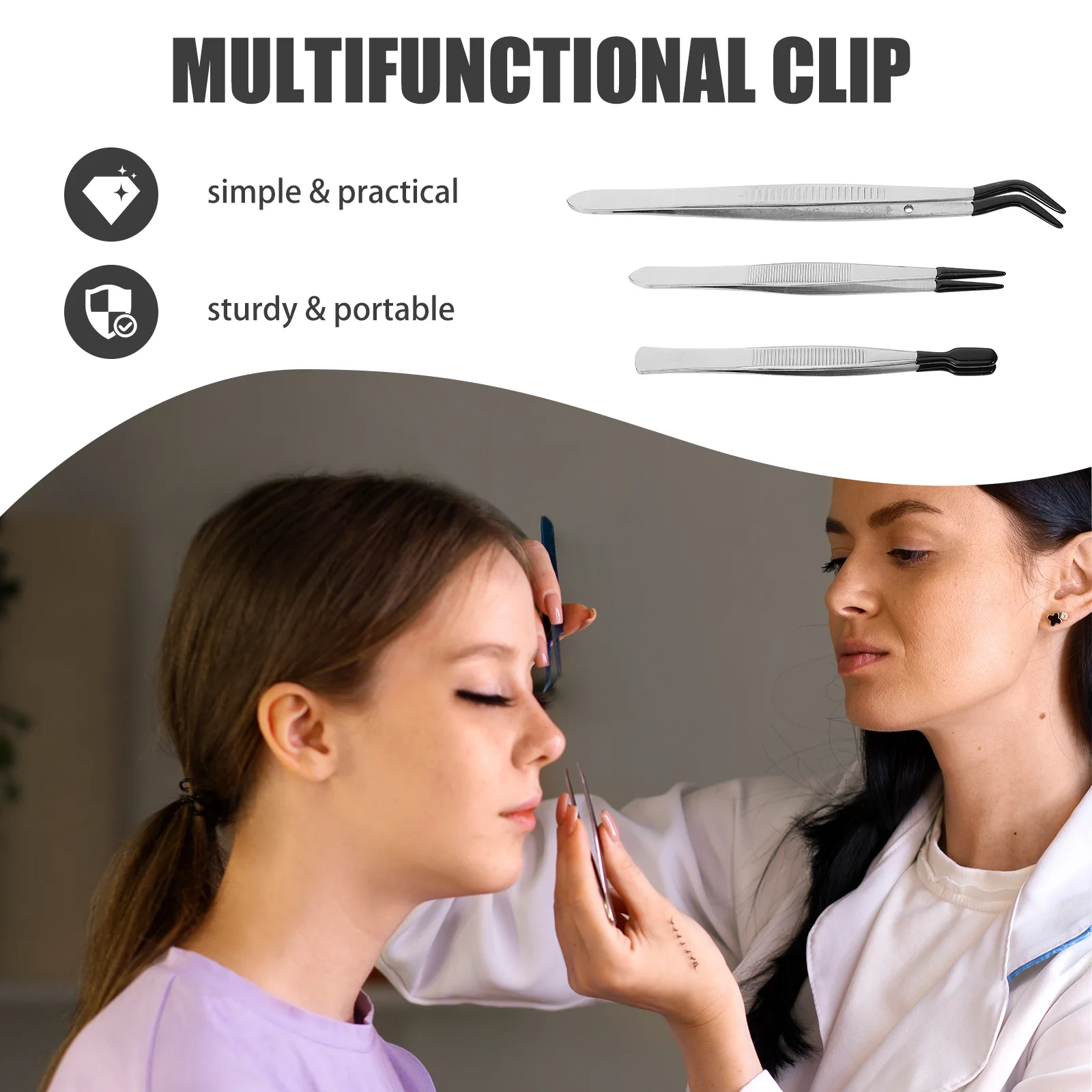 3 قطعة ملاقط ختم من الفولاذ المقاوم للصدأ خفيفة الوزن ومريحة وغير قابلة للانزلاق أدوات متعددة الاستخدام لمختبر صنع المجوهرات و #4