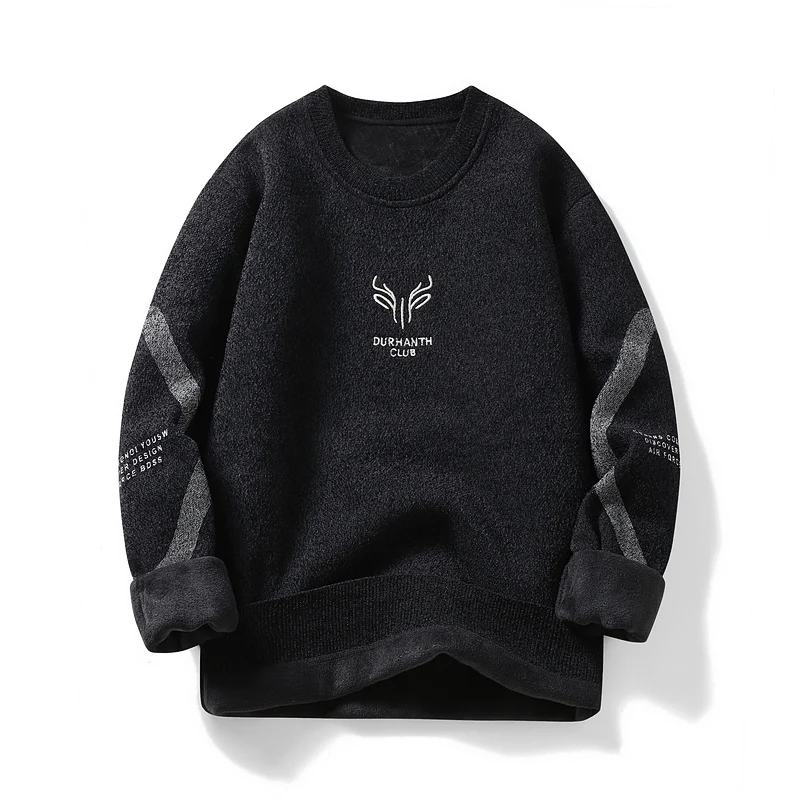 New Round Neck Wool T-shirt Fashion Coat Autumn Winter Sweater Pullover Sweatshirt Top Long Sleeve Streetwear Men Clothes Jumper