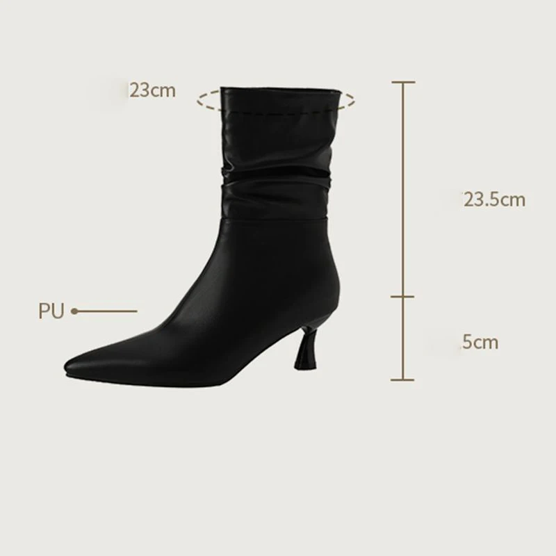 SIMLOVEYO 2025 الخريف تصميم النساء منتصف العجل الأحذية أشار تو الكعوب رقيقة 5 سنتيمتر سحب على أحجام كبيرة 46 47 48 مثير تاريخ حفلة بوتا