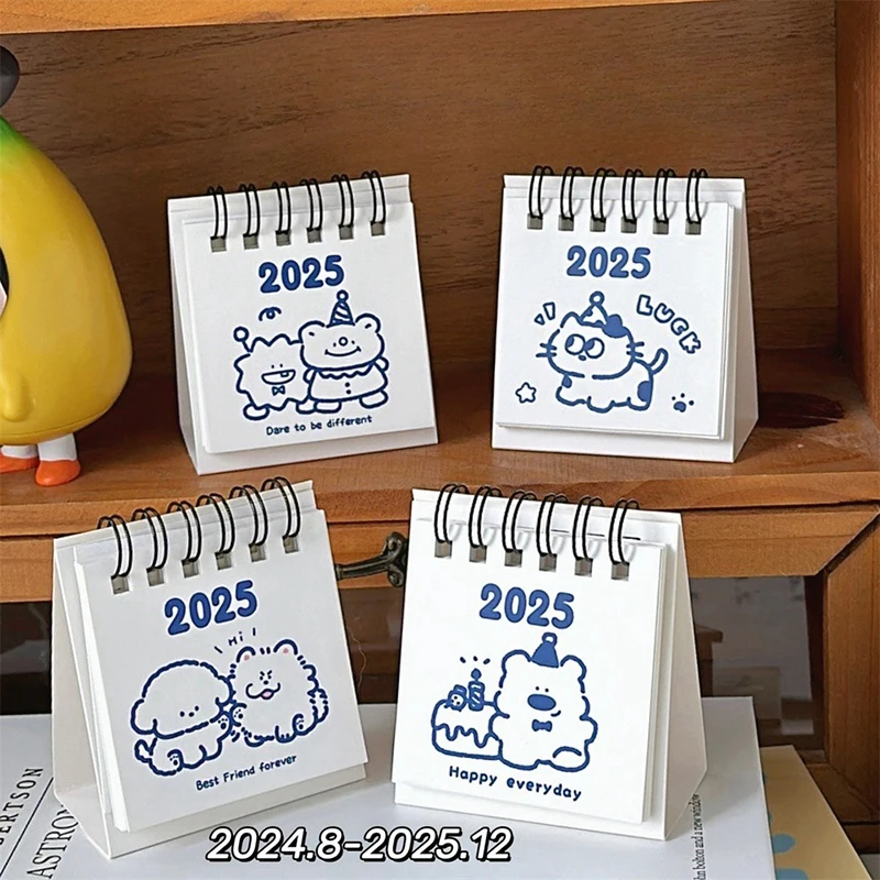 2024.08 - 2025.12 Mini Desk Calendar Office Stationery Supplies Desktop Calendar Daily Memo Calendar Study Planner