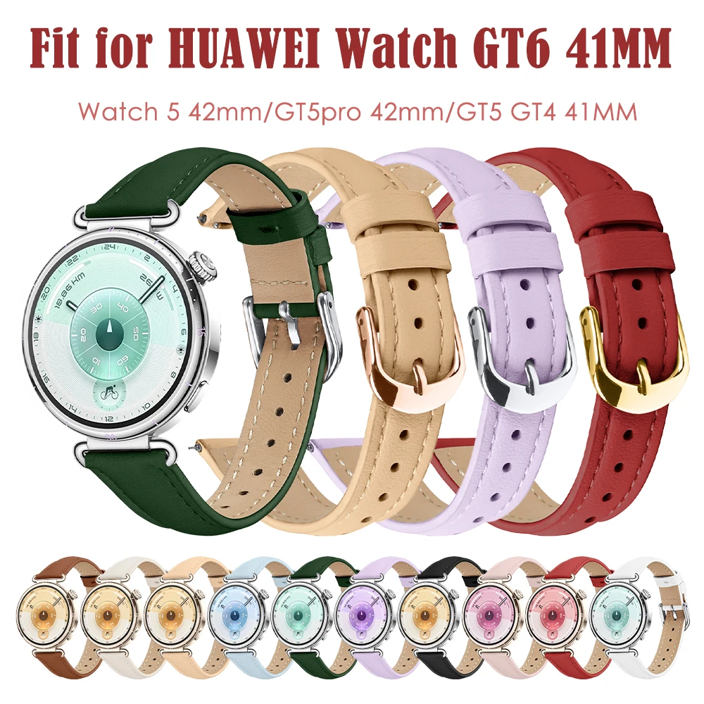 Correa de pulsera de cuero adecuada para Huawei Watch GT6 GT5 GT4 de 41 mm con hebilla de metal adecuada para Huawei Watch 5/GT5pro 42 mm