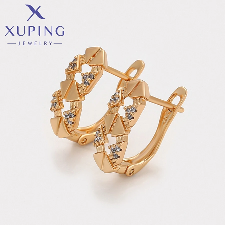 Xuping Jewelry Exquisite Temperament Simple Shape Gold Color Earrings for Women Schoolgirl Christmas Wish Gifts X000930327