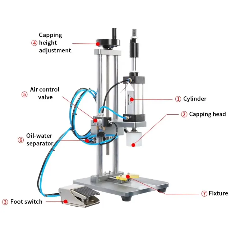 

Semi-Automatic Pneumatic Press Cap Machine,Lid Chuck Machines Semi-Automatic Perfume Bottle Capping Machine