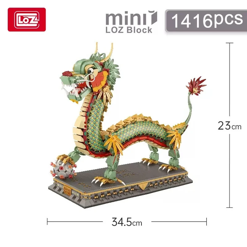 LOZ Bricks MINI China Style Dragon Sets Chinese Holy Brave Dragon Status Decoration Building Block Birthday Toys Kids Gifts