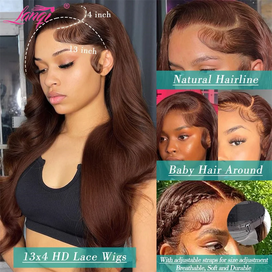 Chocolate Brown Body Wave Lace Front Wig Human Hair Wig 13x4 Transparent Lace Front Wigs For Women Human Hair Lace Frontal Wigs