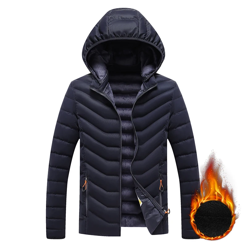 New Men\'s Cotton Jacket Winter Warm Business Men Jacket Fashion Business Hooded Casual Jacket Men Autumn Thicken Coat