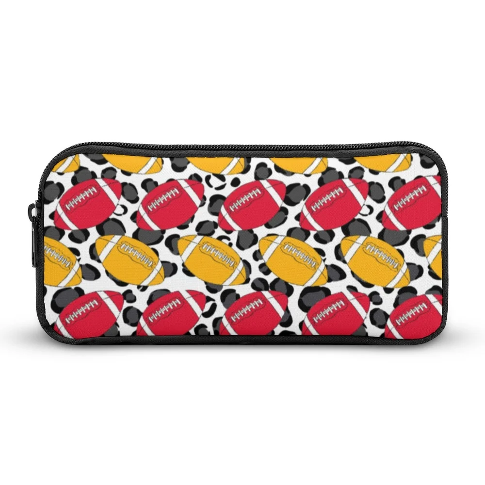 

1PCS Cartoon Football Pattern Black Pencil Case, Large Capacity, Sturdy & Durable, Suit for Pen Case, Easy To Carry
