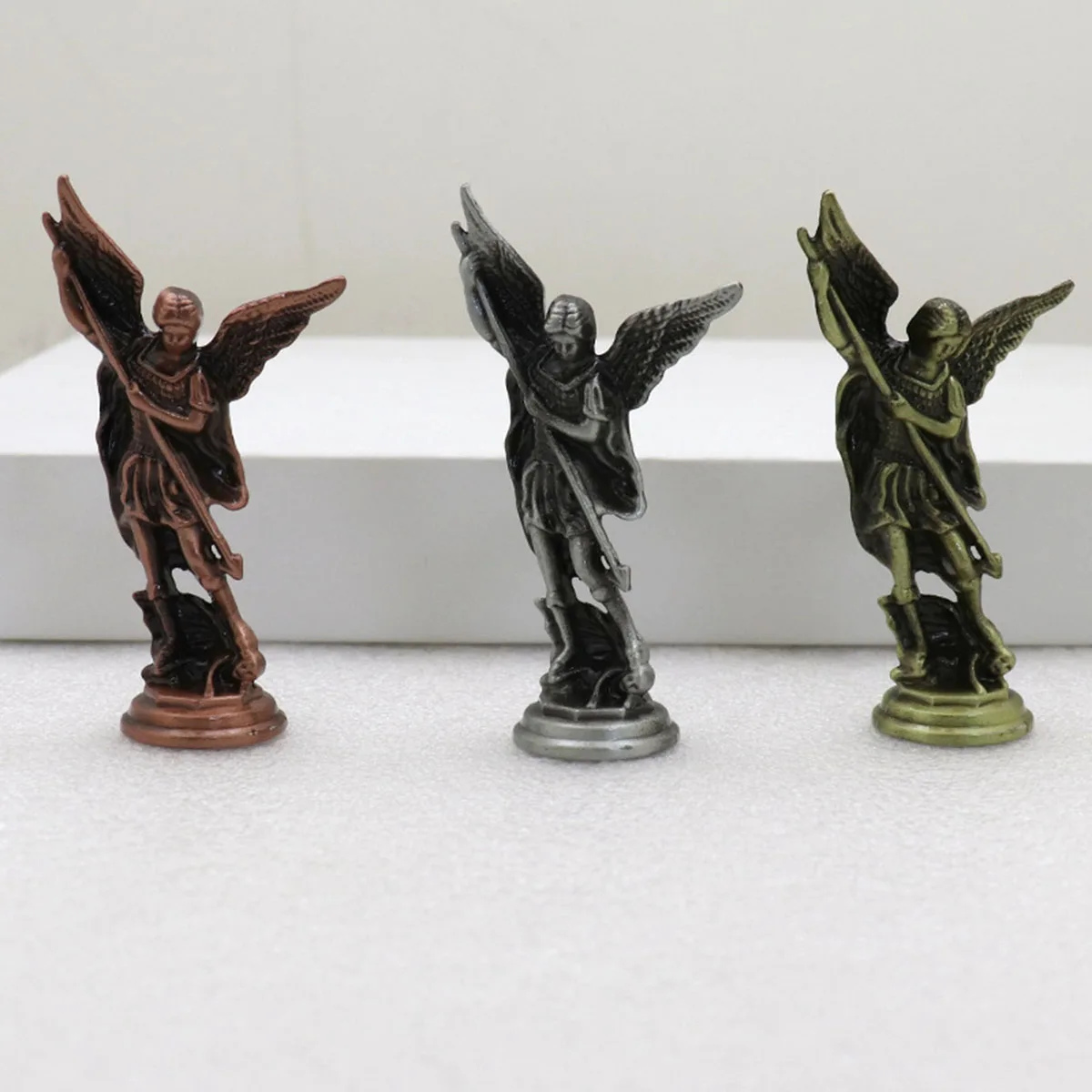 Christian Saint Michael FigurineThe Archangel Defeating Satan Guardian Statues Zinc Alloy Ctafts for Home Room Tabletop Desktop view 4