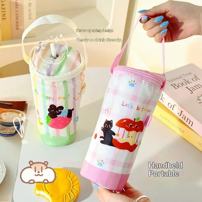 Portable Milk Tea Tote Bag Heat Preservation Bag Eco-friendly Handbag Carrying Insulated Cup Cover Tumbler Cup Accessories