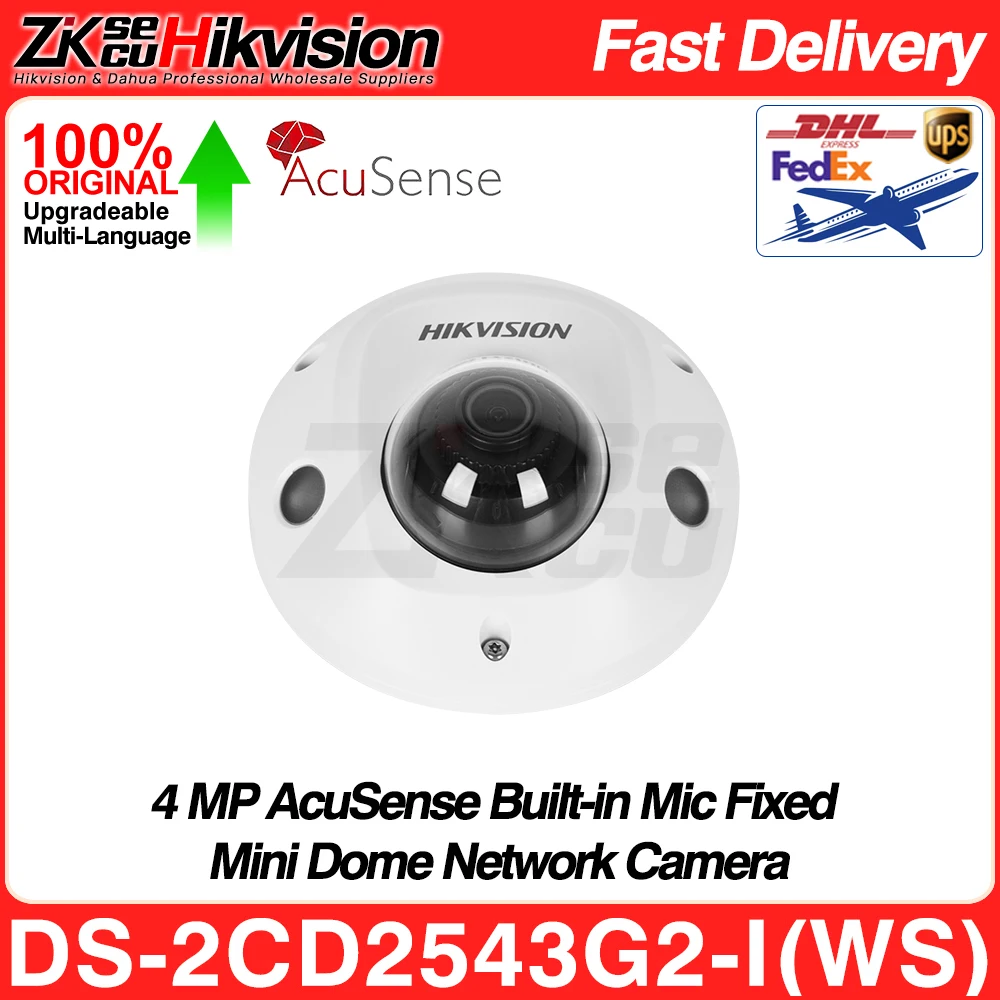 

Hikvision Original DS-2CD2543G2-IS 4MP AcuSense Mini Dome IP Camera Built-in MIC H.265+ 30M IR POE Alarm I/O IK08 Video CCTV IPC