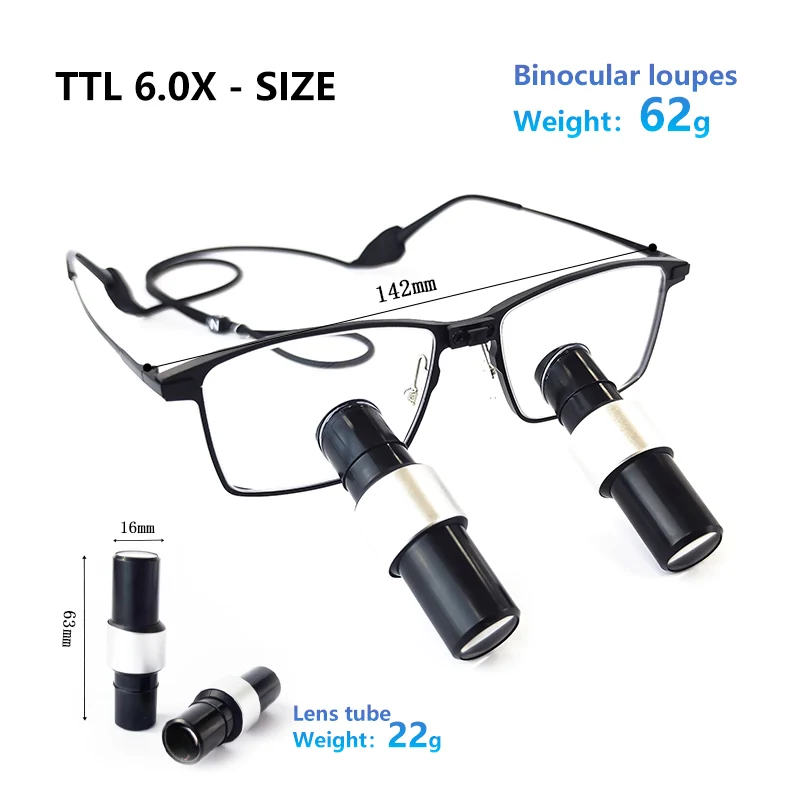 New Arrival TTL Loupes 6.0X(Through The Lenses) IPD 52-72mm Customized Dental Surgical Loupes