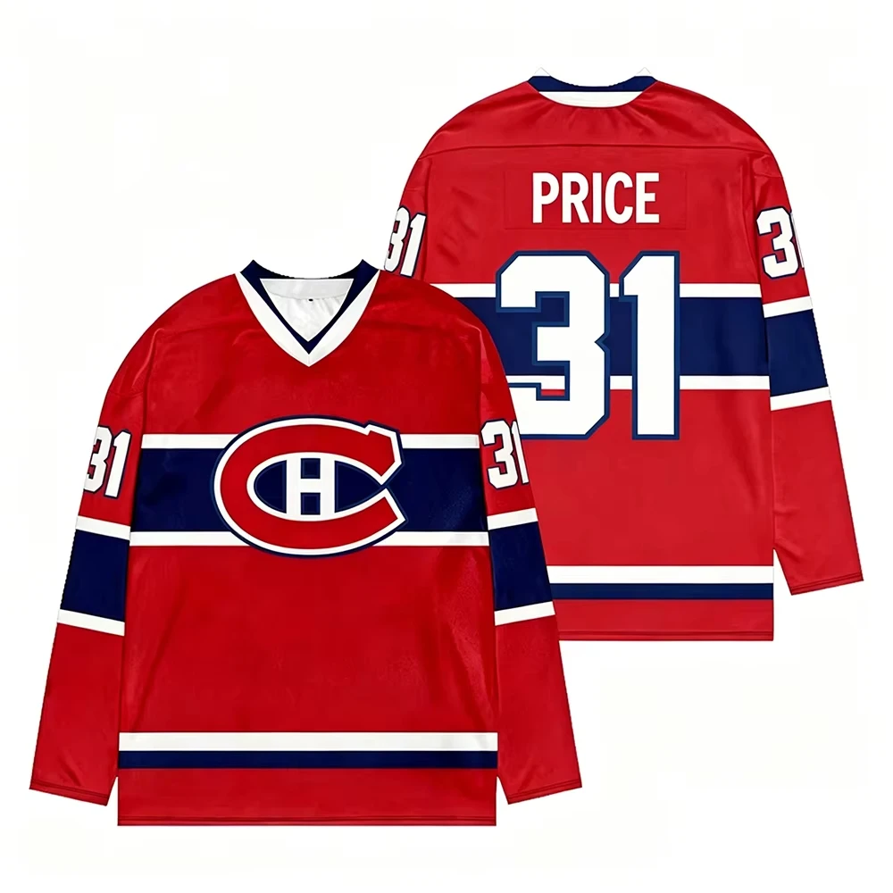 Neues Kinder-Hockeytrikot der Montreal Canadiens, V-Ausschnitt, langärmlig, sportliches Sweatshirt für Damen und Herren, Spieler-Cosplay-Oberteil – Detail 10