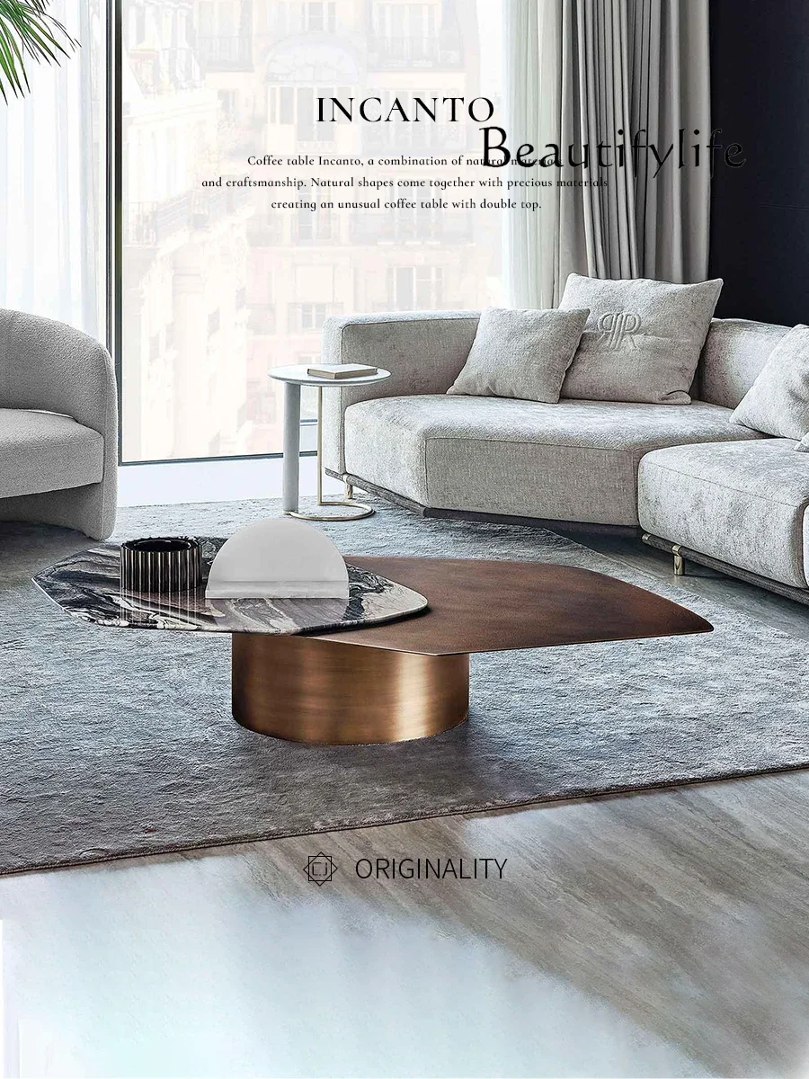 

журнальный столик Light Luxury Marble Living Room Special-Shaped Stainless Steel Italian Minimalist Designer High-End Combinatio