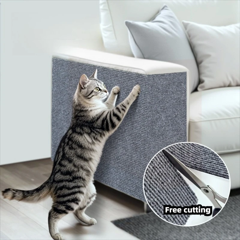 DIY Self-Adhesive Cat Scratching Mat Trimmable Cat Carpet Cat Scratching Carpet Corner Wall Cat Scratch Sofa Furniture Protector