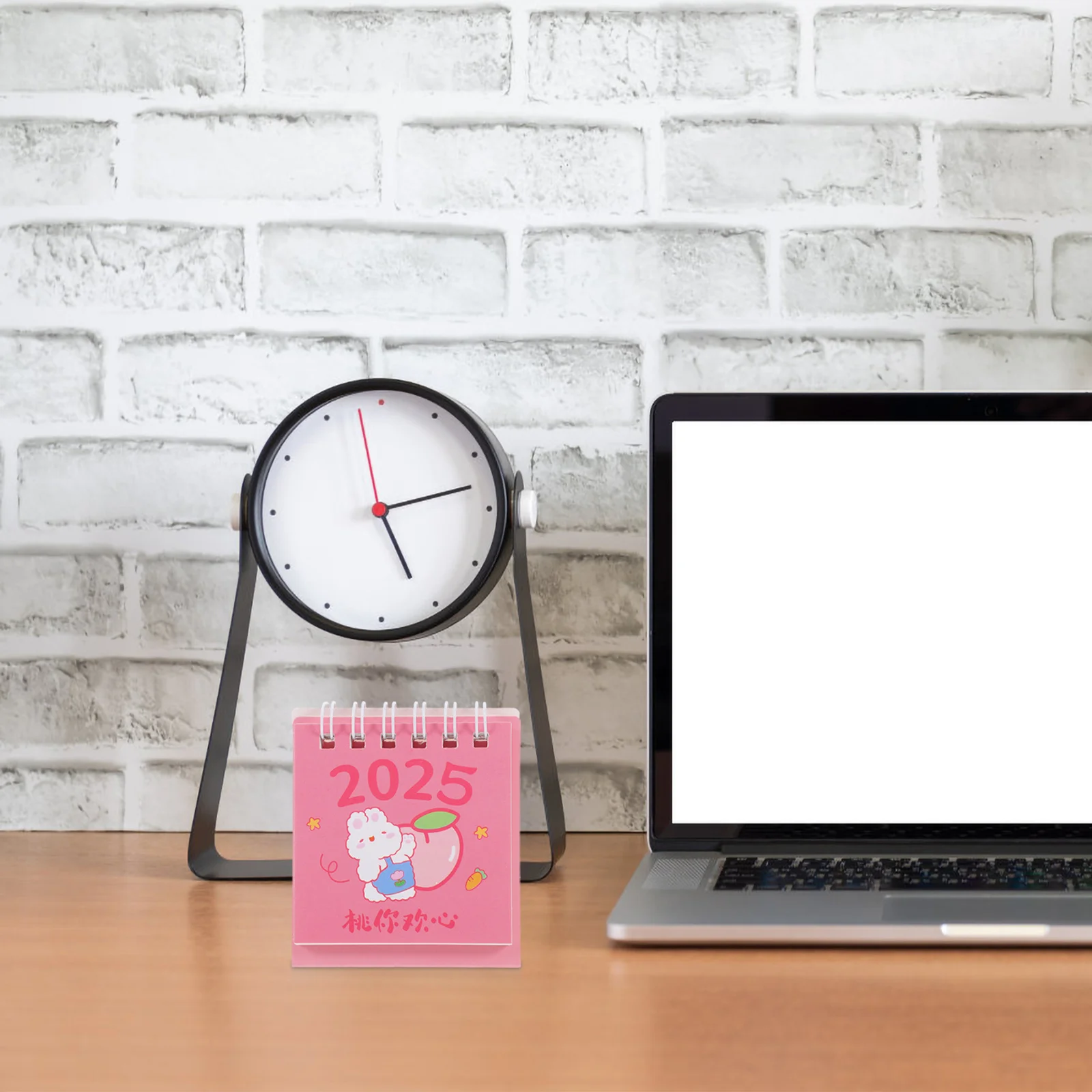 أجندة مكتبية صغيرة لطيف الوردي الأرنب الدائمة الوجه سطح المكتب 2024-2025 التوأم سلك ملزمة مخطط يومي المنزل مكتب المدرسة ديكور #6