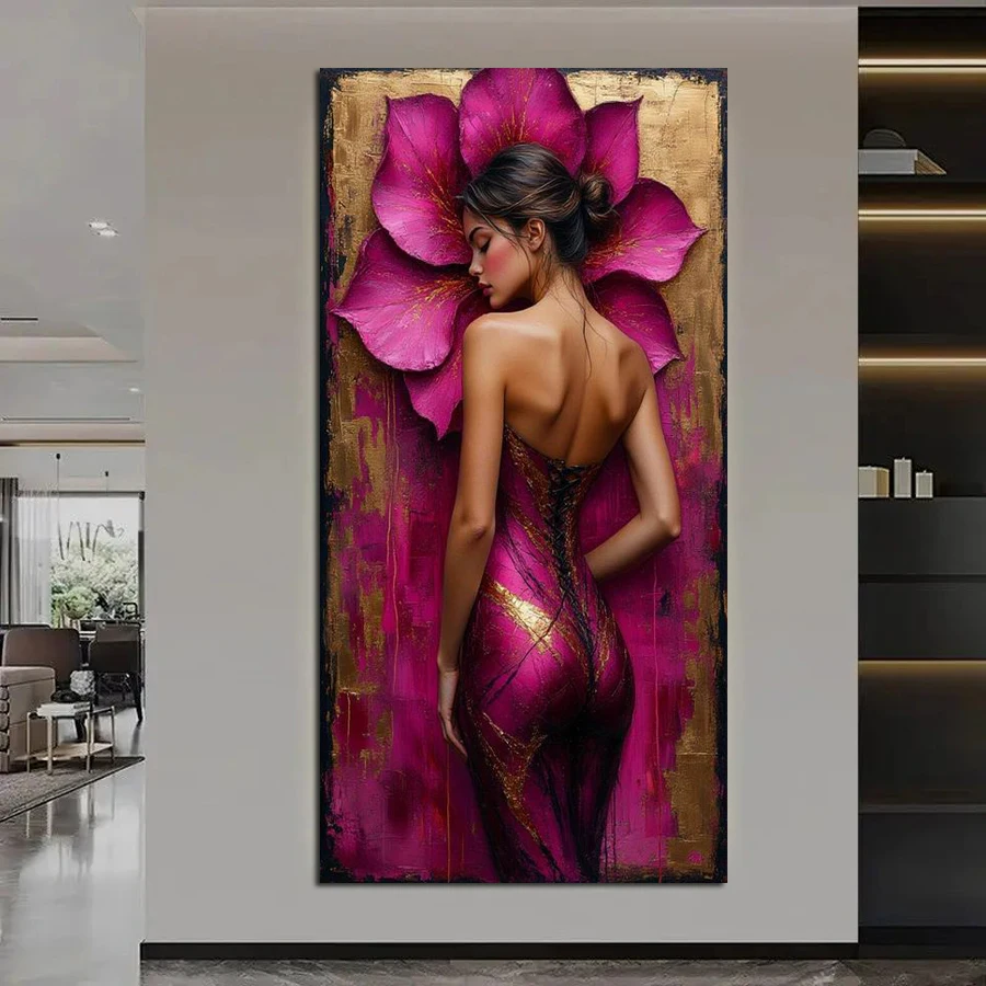 

Woman and Flower Large Size Diy Diamond Painting Kits Jewelry Cross Stitch Pretty Girl Full Mosaic Embroidery Picture Wall Decor