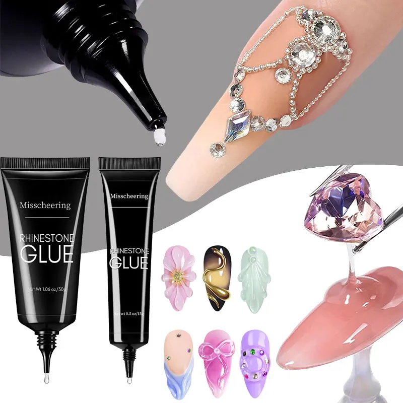 Cola adesiva para strass de unha, 10-30g, para vara a broca, cola transparente para unhas, imersão uv, led, modelagem 3d, materiais de decoração diy