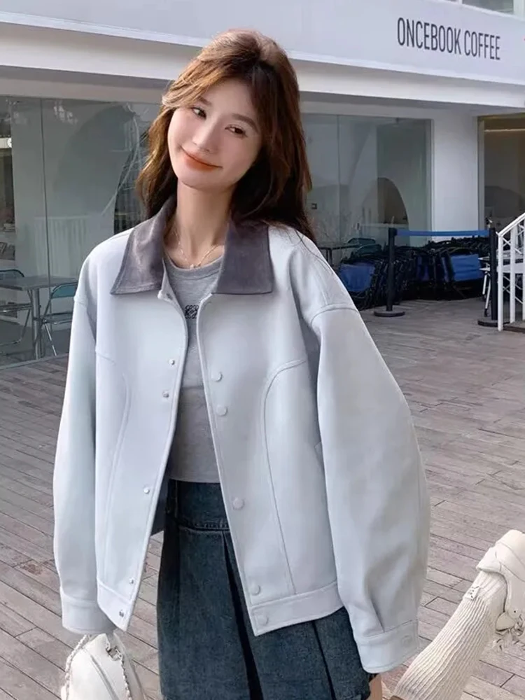 Jmprs Sweet Baseball Jacket Women Loose Preppy Style Long Sleeve Korean Coat Female Fall Winter Fashion Casual Pockets Tops New