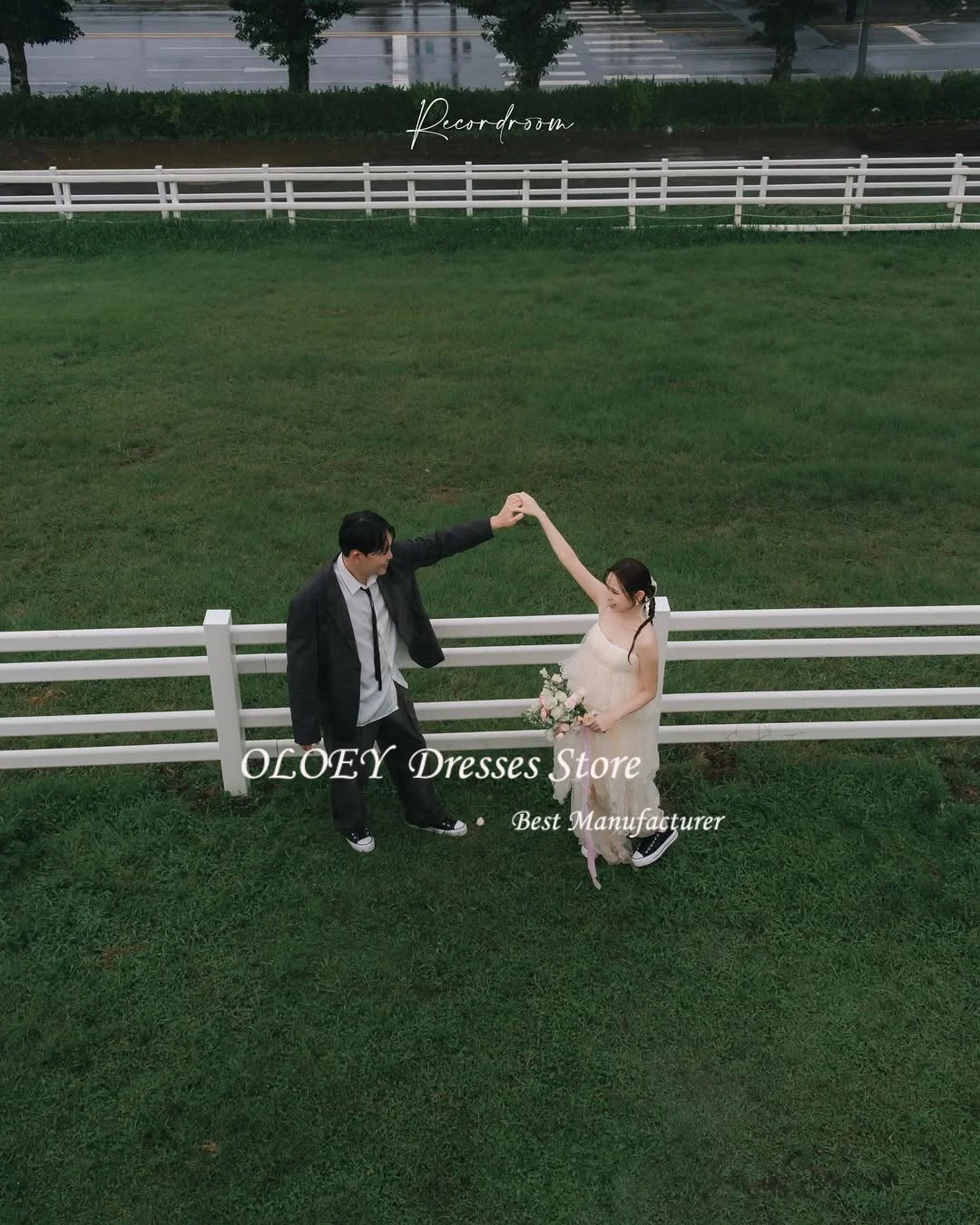 OLOEY paski spaghetti miękki tiul warstwowe suknie ślubne Korea 2025 sesja zdjęciowa wielowarstwowe suknie ślubne suknia wieczorowa dostosowane