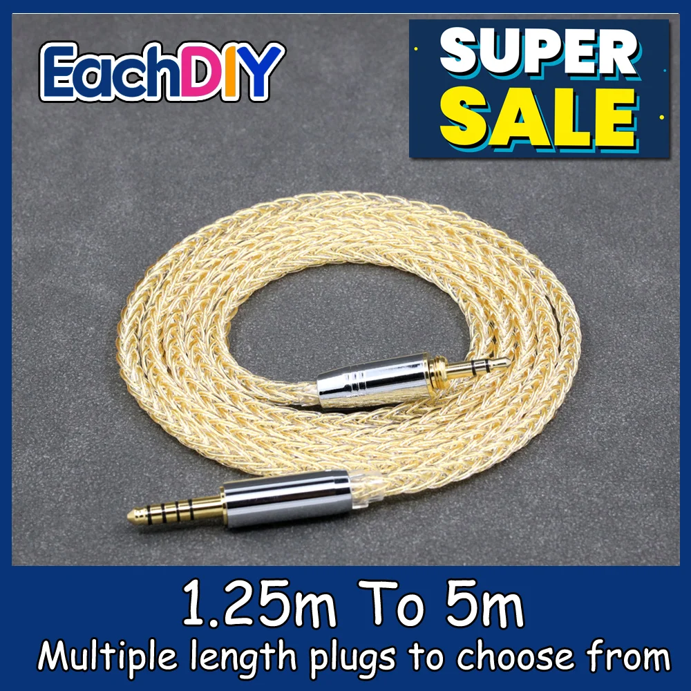 

8 Core 99% 7n Pure Silver 24k Gold Plated Earphone Cable For Audio-Technica ATH-pro500mk2 PRO700MK2 PRO5V M50 M50RD LN008801