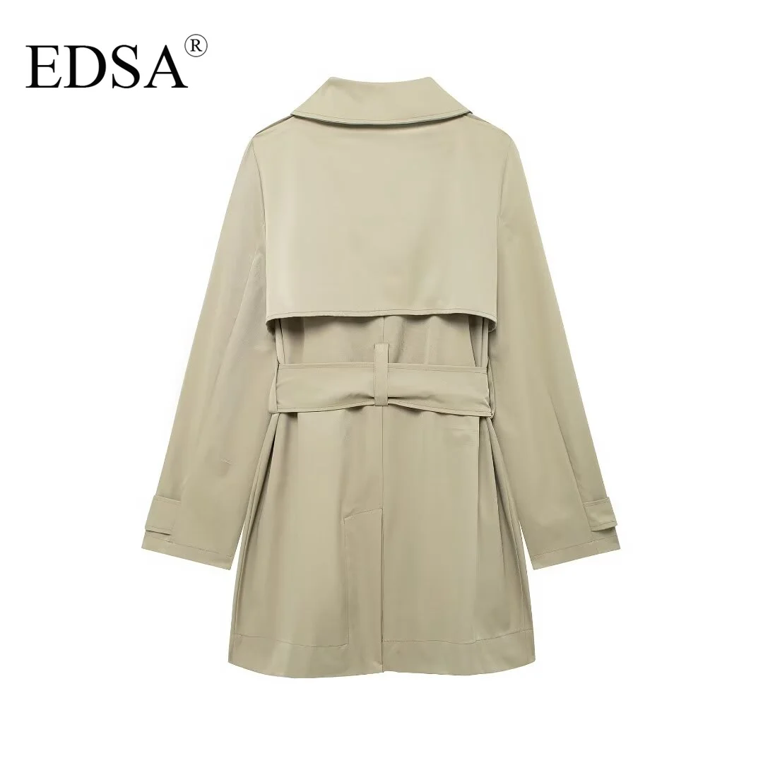 EDSA Women\'s Trench Coat 2024 Autumn Elegant Jacket Ladies Fashion Casual With Belt Windbreak Long Sleeve New Outerwears