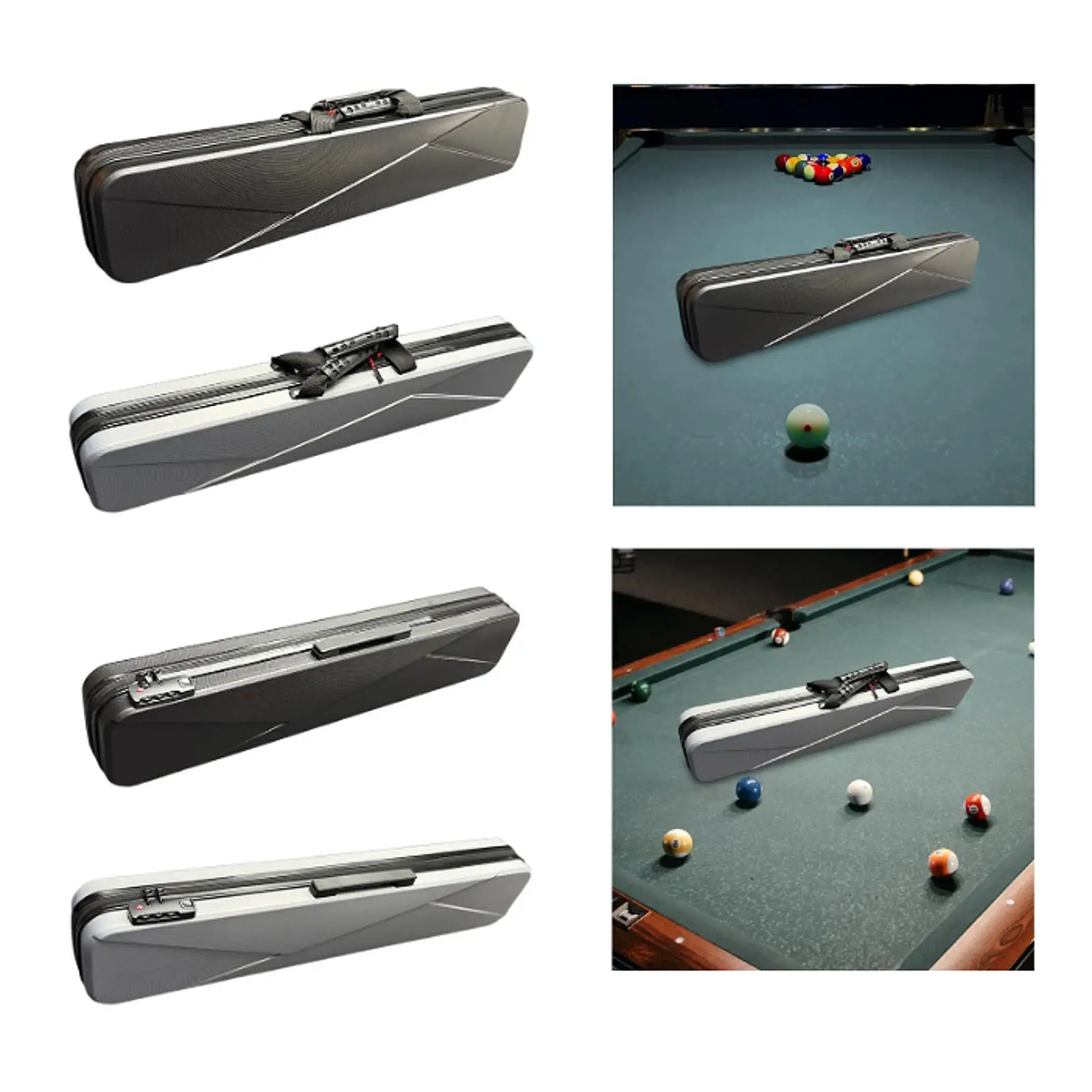 Hard Pool Cue Case Foam Interior Waterproof for Storage and Transport with Adjustable Shoulder Strap for 1/2 Pool Cues Carry Box