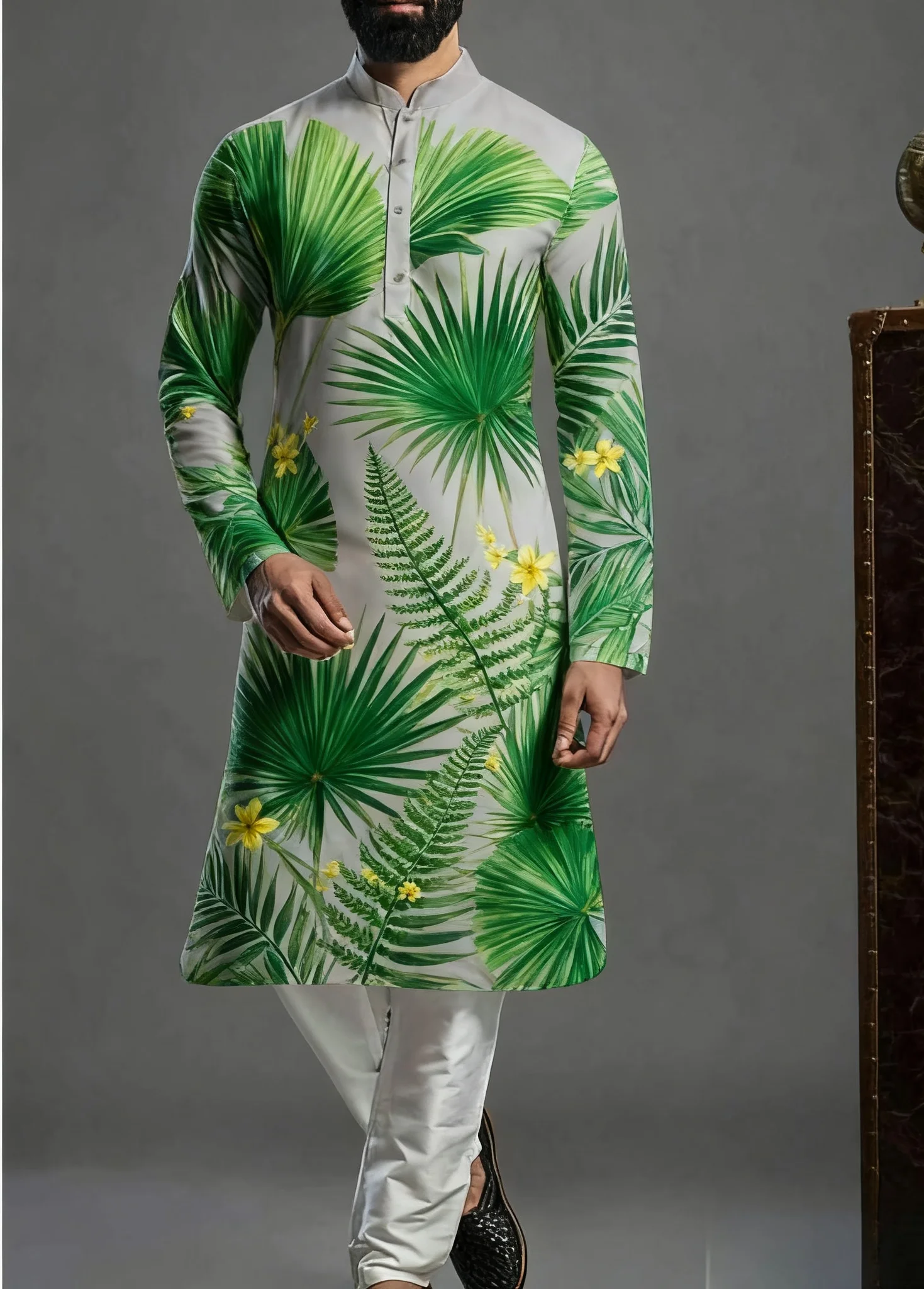 2026Kurt Men's Digital Printed Patterns with Multiple kurta vardha Fashionable Casual Fit Regular Robe Suitable for All Occasion