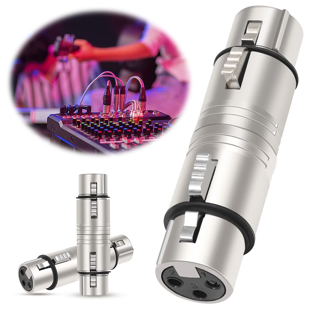 XLR Female To Female Adapter XLR 3 Pin To 3 Pin Microphone Line Adapter XLR Female To Female 3 Pin Connector
