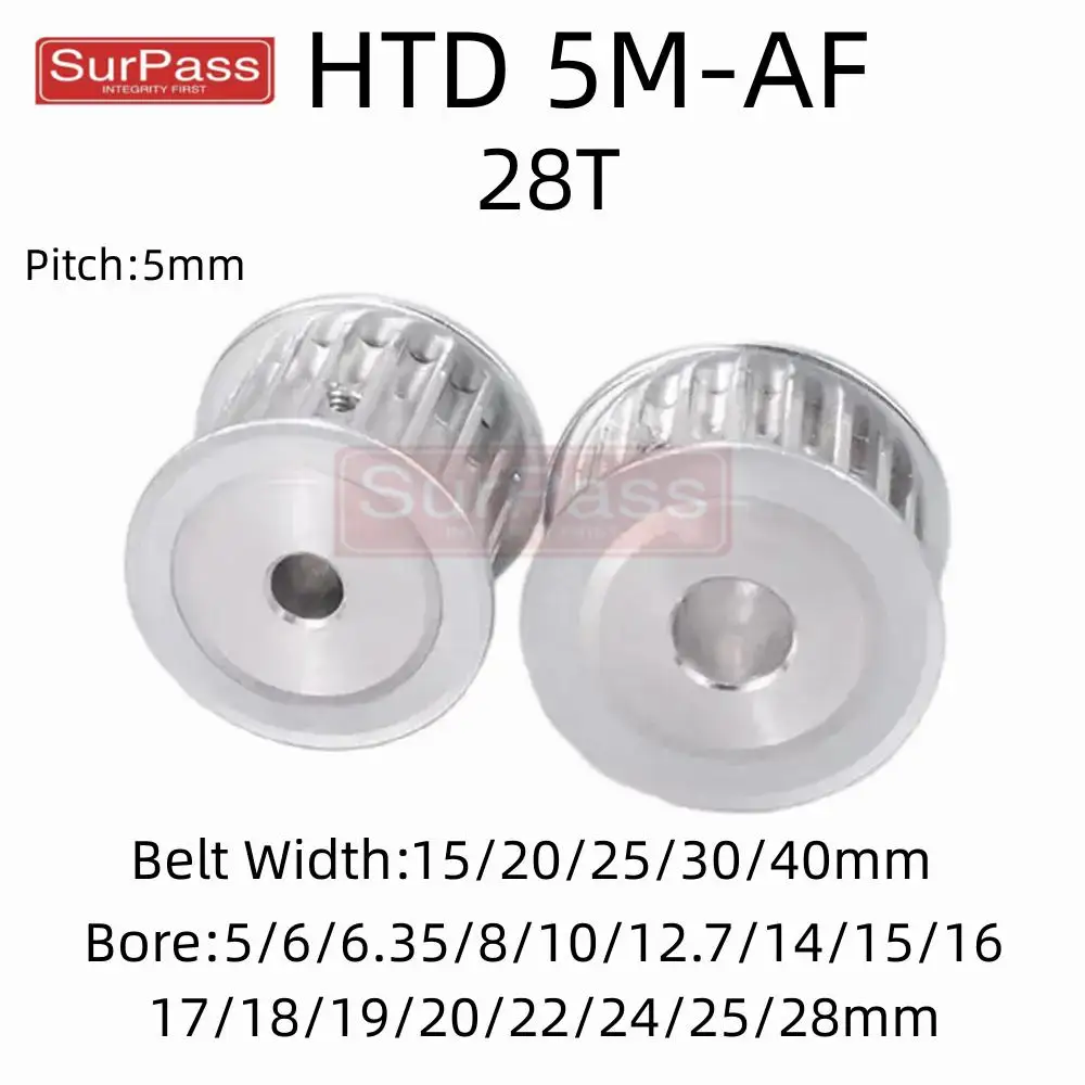 28 Teeth HTD 5M Timing Pulley Bore 5mm-28mm for 10/15/20/25/30/40mm Width Belt Used In Linear Pulley 5GT