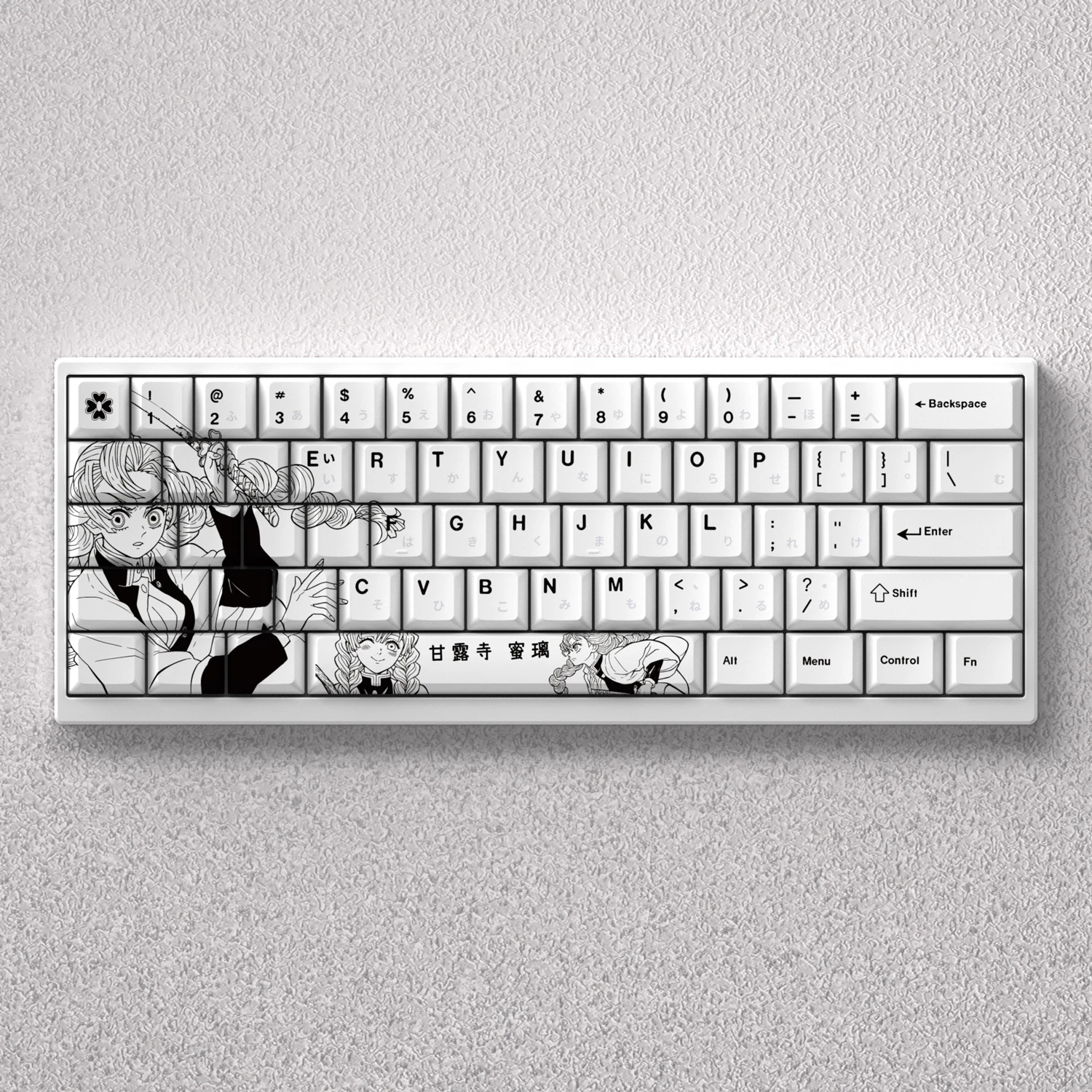 

Anime Keycaps Kanroji Mitsuri White PBT Dye Sublimation Cherry Height for 61 63 64 65 68 75 87 Mechanical Keyboard AULA F75 PC