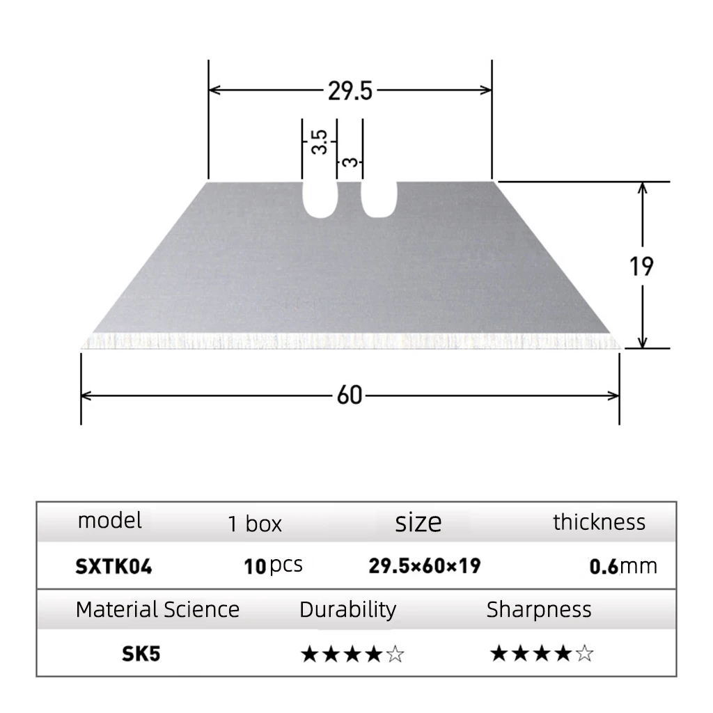 ABCUT 20pcs Heavy Duty Replacement Utility Trapezoidl Knife Blades Knives Replaceable Blade Carpet Leather Paper Cutter Tool