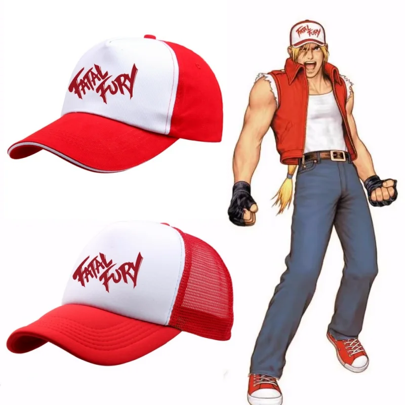 Boné de Beisebol Terry Bogard King of Fighters Bordado em Algodão Fatal Fury Ajustável Unissex para Cosplay e Uso Externo - Presente