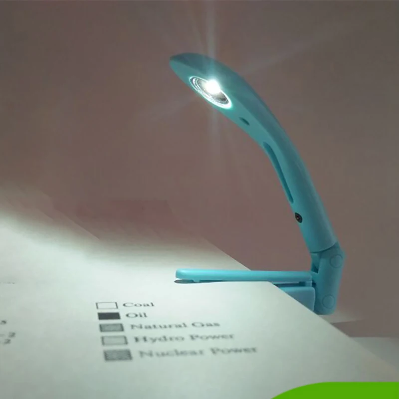 Mini lâmpada de leitura LED portátil, livro luz noturna com clipe, economia de energia, pasta de luzes, flexível, viagens, quarto