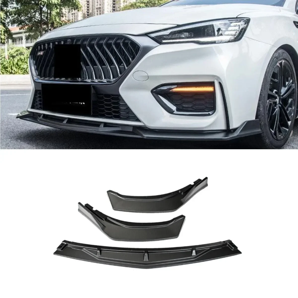 Car Front Bumper Lip Splitter Diffuser Spoiler Body Kit For Morris Garages MG6 2020-2024 Bumper Guard Protector Car Accessories