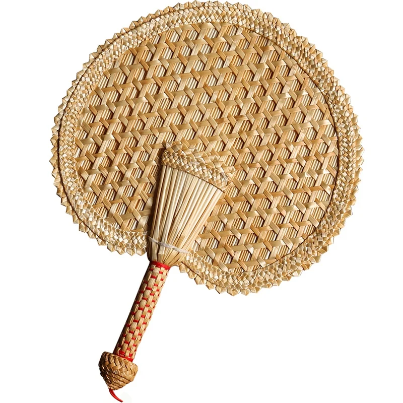 HOT Hand-Woven Woven Straw Hand Fan Old Summer Natural Hand Fan Environmentally Friendly Hand-Woven Fan Decorative Round Fan