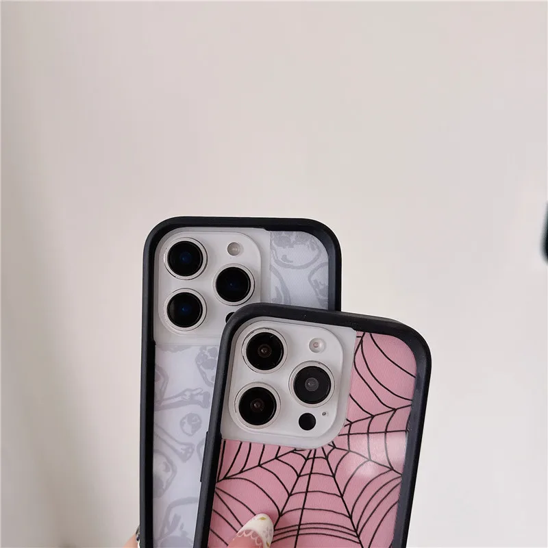 حافظة لهاتف آيفون 16 15 14 13 12 Pro Max Plus Nessa Barrett Camo Skull WF Spider Web Punk Cover Funda