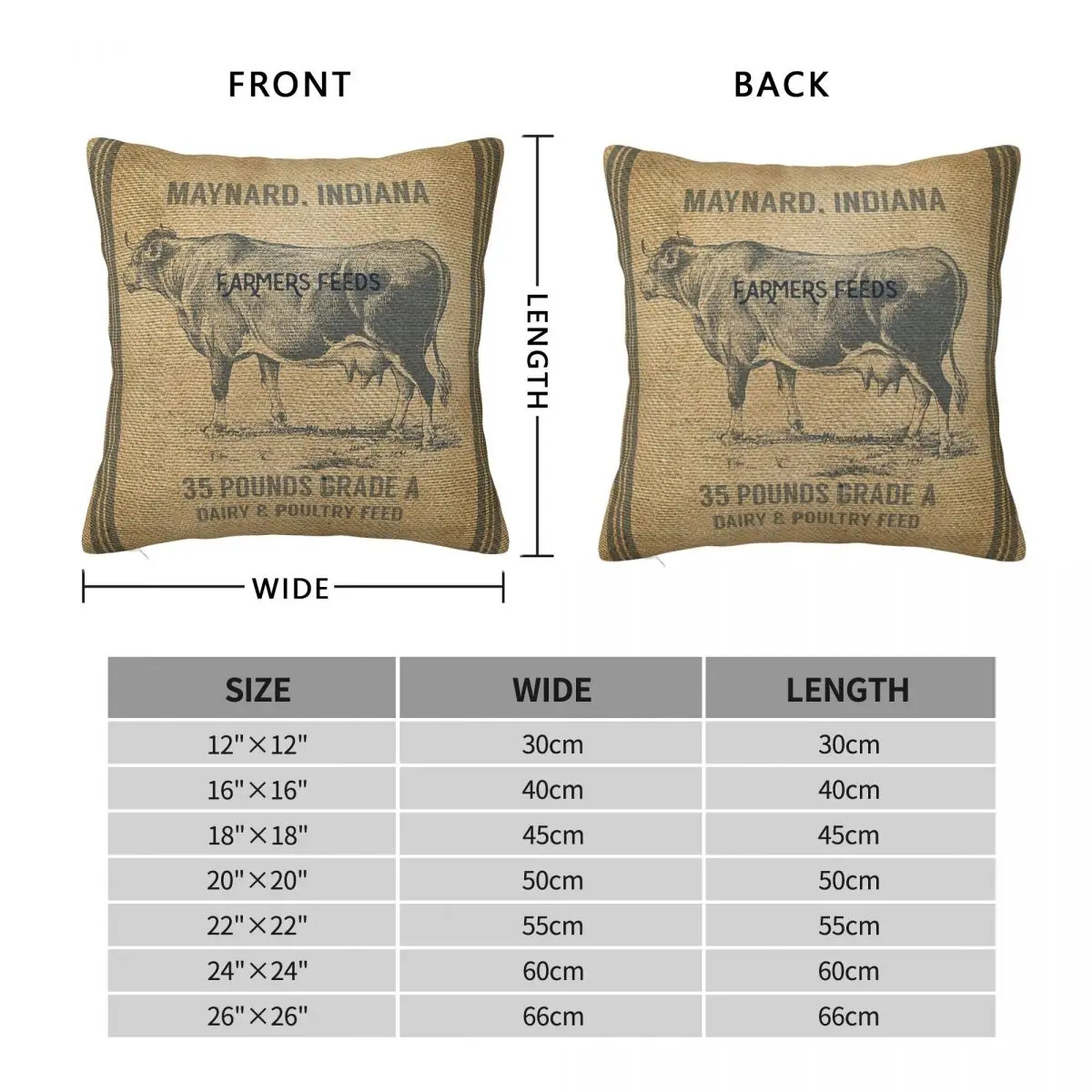 Burlap Like Dairy Feed Sack Square Pillowcase Polyester Linen Velvet Creative Zip Decor Pillow Case Home Cushion Cover 18