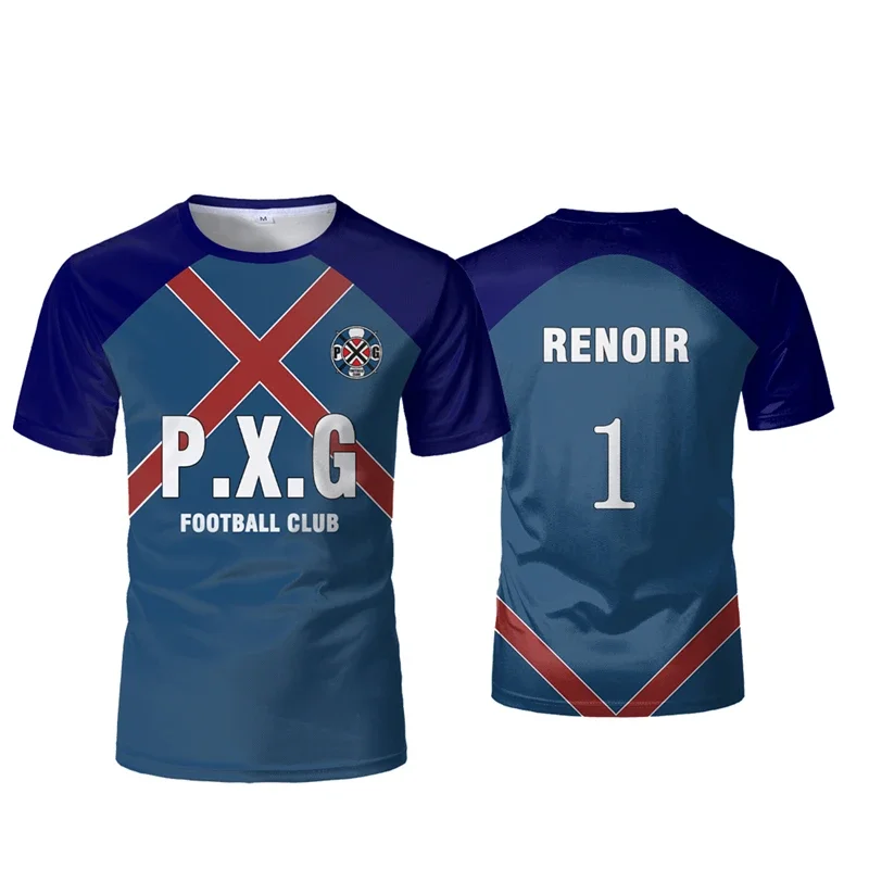 Paris X Gen P.X.G Blue Lock - تي شيرت الرسوم المتحركة اليابانية، زي كرة القدم رين شيدو، تي شيرت تنكري، تي شيرت مع شخصية