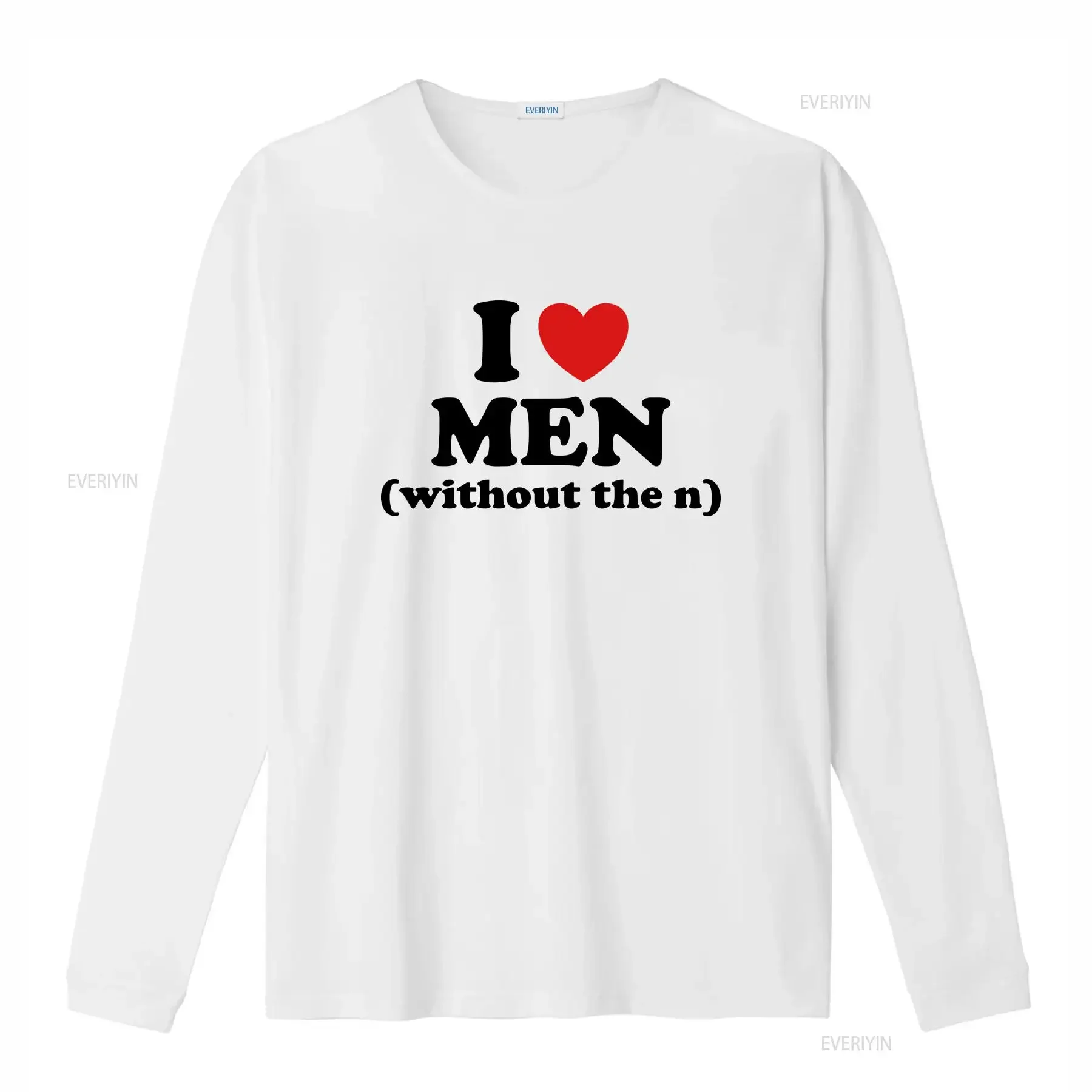 Funny Y2K T Shirt I LOVE MEN without the n 2000's Celebrity Inspired Heart GifT vintage Washed designer clothes Soft Stylish