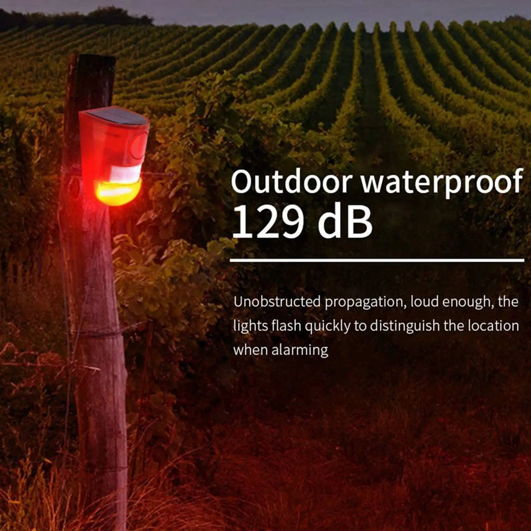 AA84 6 упаковок солнечный стробоскоп с датчиком движения, сигнализация, 129 дБ, звуковая охранная сирена, IP65, водонепроницаемая для виллы, фермы, двора, сада