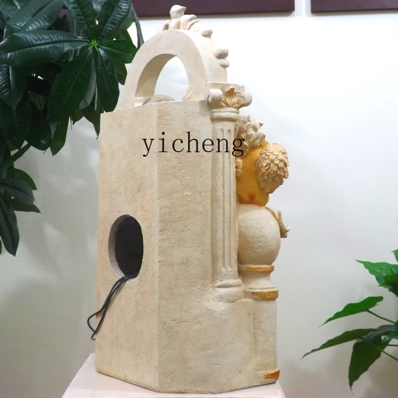 DSA angel fountain ornament living room resin feng shui ball flowing water ornament living room decoration