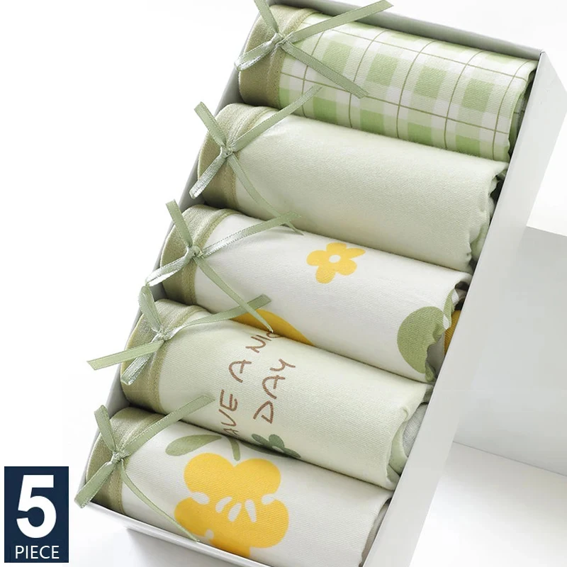 5 pz/set mutandine di cotone da donna intimo traspirante slip da ragazza con stampa carina mutande da donna Sexy a vita bassa Lingerie femminile