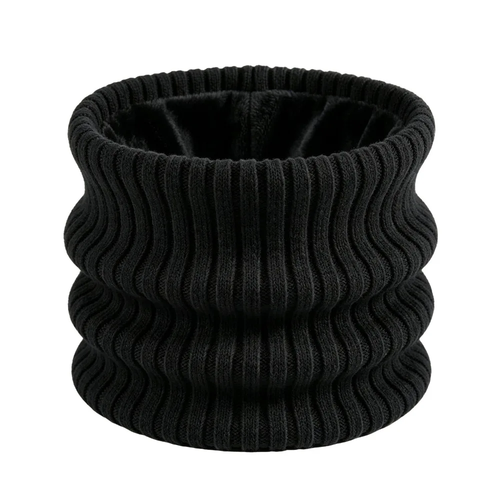Elastic Thickened Knitted Scarf Striped Knitted Windproof Neck Gaiter Solid Color Thermal Neck Warmer Hiking