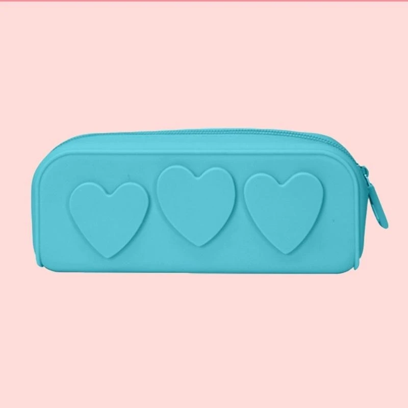 X7XC Silicon Cosmetic Bag Heart Makeup Bag Travel Toiletry Bag Pencil Case Cosmetic Outdoor Storage Bag for Women