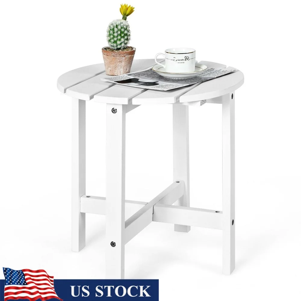 

Round Wooden Slat Outdoor Coffee Table Stable Cruciform Structure Waterproof Scratch Resistant Easy Clean Indoor Outdoor Use