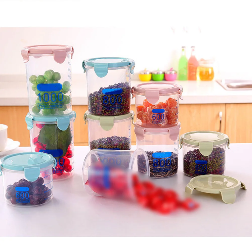 

3Pcs Food Storage Containers Airtight Leakproof Plastic Locking Lids Kitchen Cereal Rice Snacks Dry Food Organizer