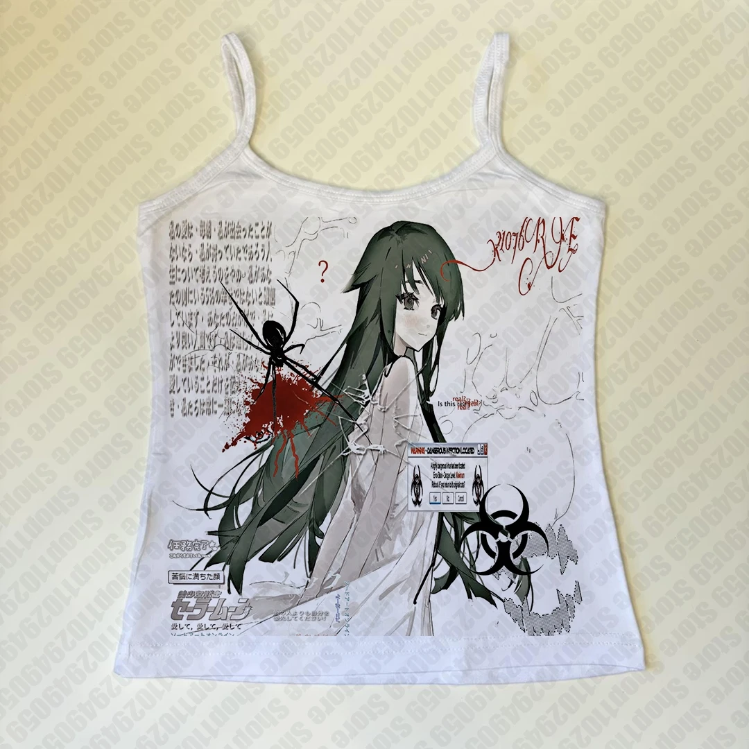 Rock Goth Fashion Streetwear Punk Women Vest Hiphop Harajuku Letter Print Retro Slim Crop top Sleeveless Top E-girl Y2k Tank Top