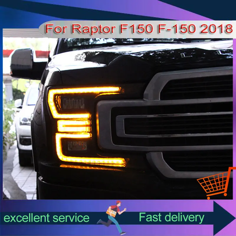 Car Front Lamps For Ford Raptor F150 F-150 2018 Headlights Assembly Modification Upgrade LED DRL Dynamic Turn Signal Head Lights