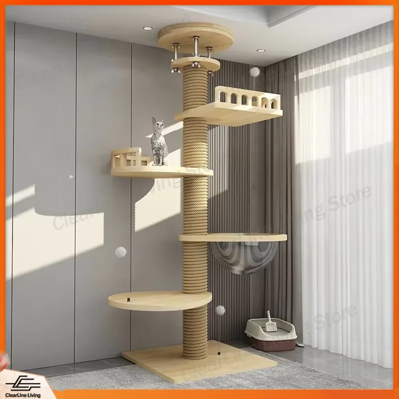 large-solid-wood-cat-climbing-frame-tower-for-cats-with-scratching-posts-condo-perch-play-center-pet-furniture-wholesale