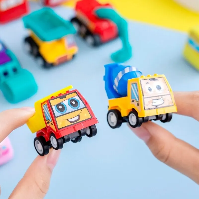 Juego de Mini coche de ingeniería inercial para niños, juguetes de dibujos animados, regalo de cumpleaños, 6 uds.